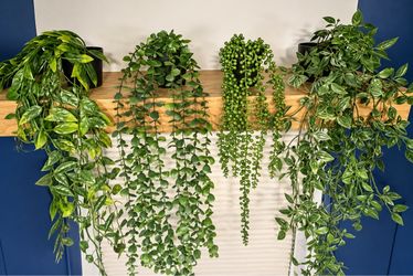 of 4 Artificial Cascading Hanging Plants with Pots – Greenery Decor