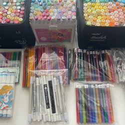 Grabie Glitter Markers, Ohuhu Alcohol Markers, Shuttle Art Coloring Pencils, Coco Wyo / Jade Summer Coloring Books