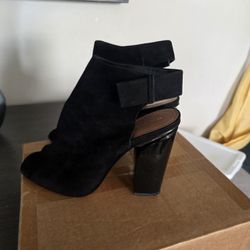 Zara Women’s Slingback Leather Ankle Boot Black Suede Size