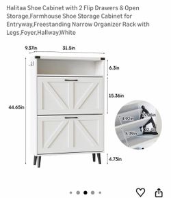 Halitaa Farmhouse Shoe Cabinet with 2 Flip Drawers