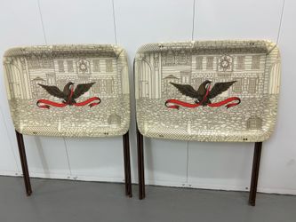 Vintage Mid Century Fiberglass TV Trays - Eagle Patriotic Americana Theme