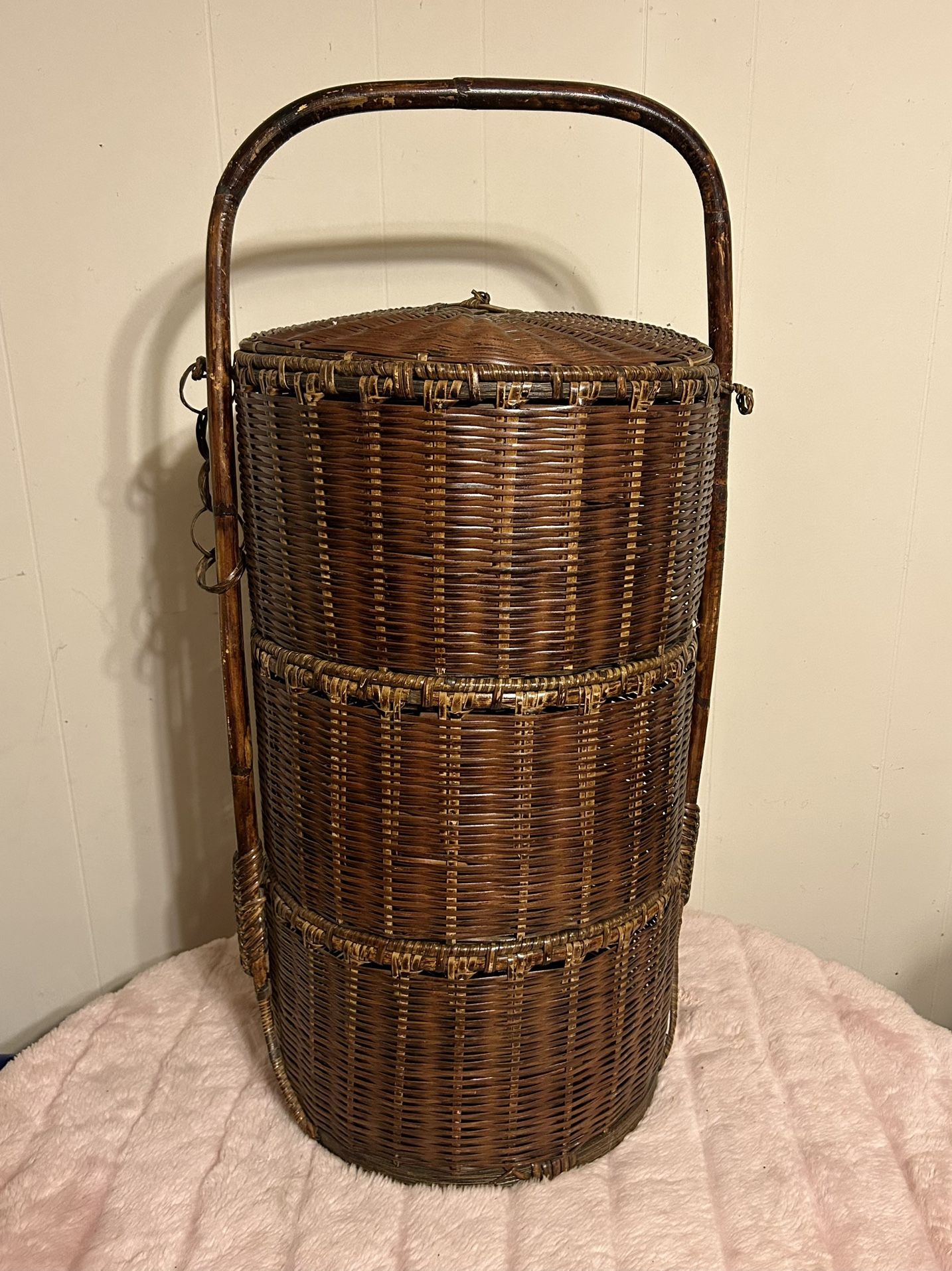 Vintage Wicker/Bamboo Storage Basket