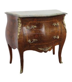 French Marble Top Commode/Bathroom Vanity/Dresser With Serpentine Inlay