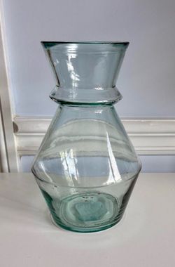 Blue Tinted Glass Vase - 10”