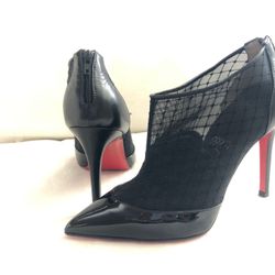 Christian Louboutin black mesh ankle booties