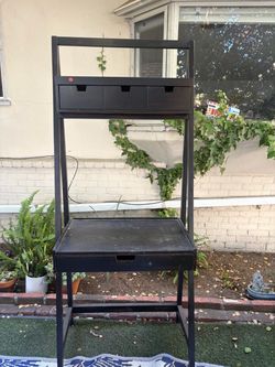 Pier One Black Wood Ladder Desk with Drawers