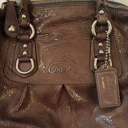 Coach Purse, Patent Leather, Gray, Excellent Shape, Authentic.