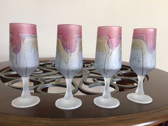 Hand painted Hebron wine glasses