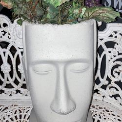$125 Each.  2 BIG 19” tall concrete cement tiki head Easter Island man garden bar pool planters. $125 Each. Polynesian PAIR $200. Never Used!
