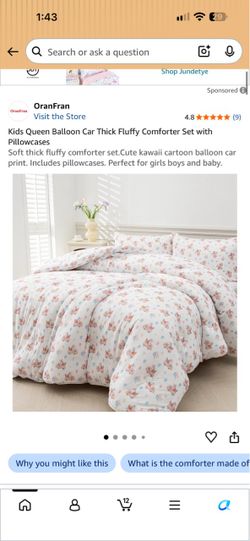 OranFran Kids Balloon Car Comforter Set with Pillowcases Queen/Full