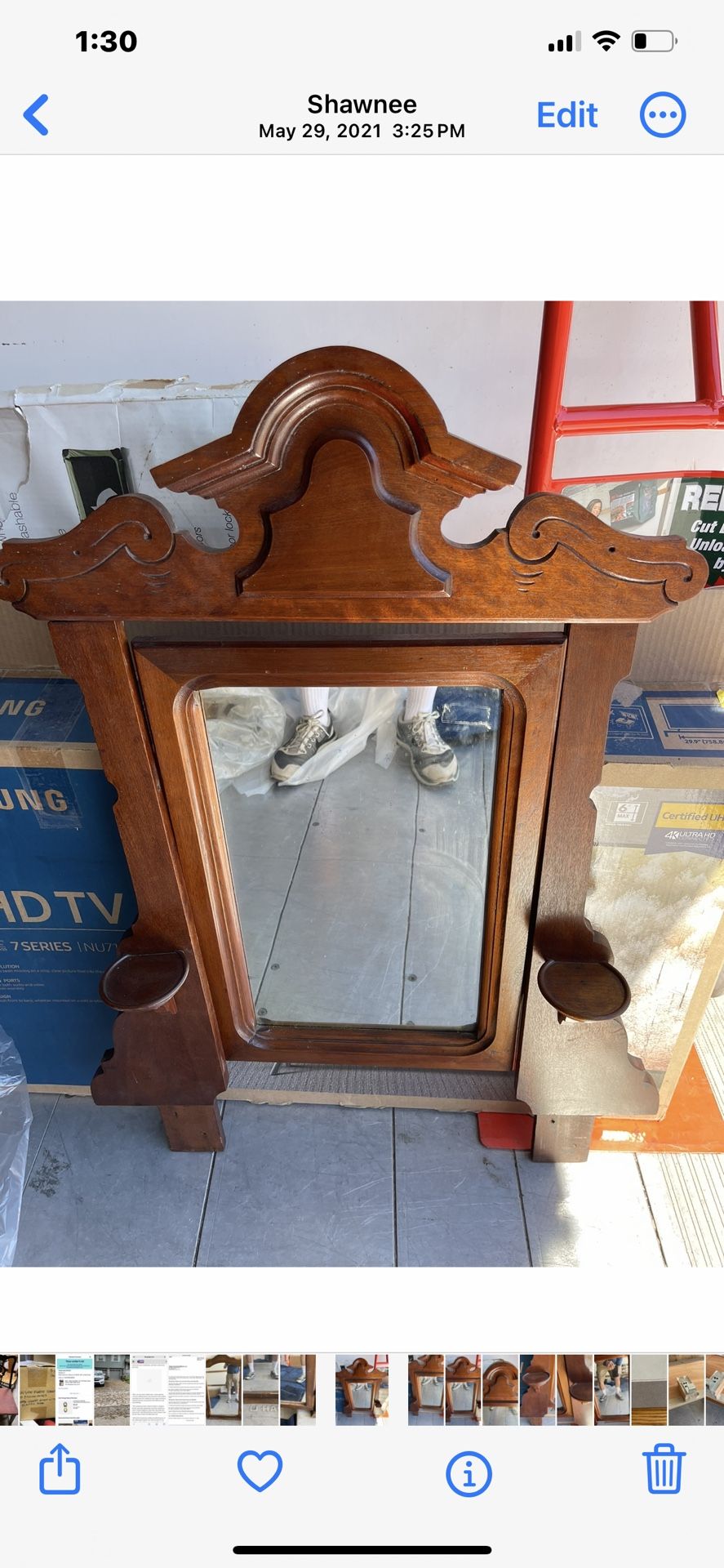 Antique mirror W/candle Holders On Side