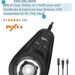 PXN A7 Gear Shifter, 6+1 Shift Lever with Handbrake & High/Low Gear Buttons, USB Compatible for PC, PS4, Xbox 