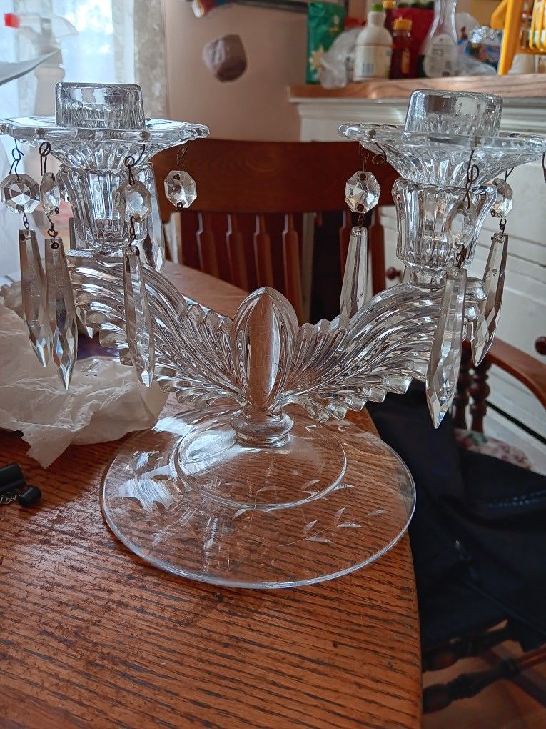 Antique Crystal Candelabra 