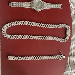 Mens Moissanite Jewelry Set