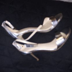 High Heel Silver Shoes Size 10