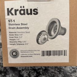 NIB Kräus Stainless Steel Drain Assembly ST-1
