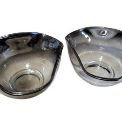 Pair of Vintage Mid Century Modern Dorothy Thorpe Style Silver Fade Glass Bowls
