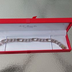 Men's Bracelet: Sterling Silver White Gold Plated  Bracelet.