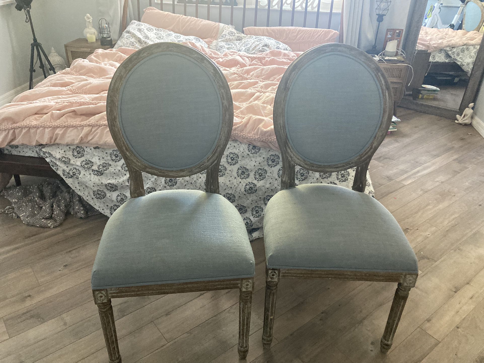 Blue Paige Round Back Upholstered Dining Chair Set of 2