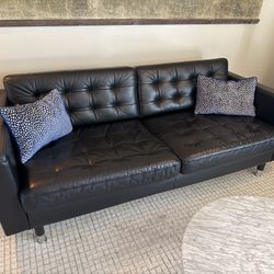 Couch Sofa Modern Like New Bonded Leather 