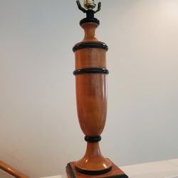 Vintage 1988 Wooden Lampstand With Black Accents 
