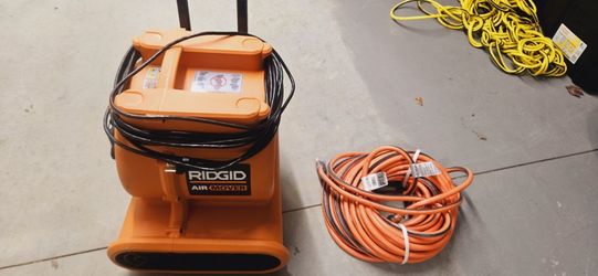 Ridgid Air Mover Blower Fan + 100 ft Heavy-Duty Extension Cord (10 Gauge)