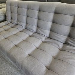 Brand new 76" x 44" tufted gray linen sofa futon