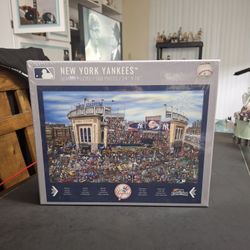 "BRAND NEW " New York Yankees Official MLB Licensed Joe Journeyman Search Puzzle 500 PC Finished Size 24x18 Assemble & Find Joe & Other Scenes