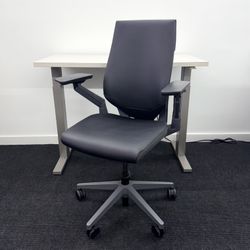 LIKE NEW CONDITION STEELCASE GESTURE CHAIR ! BLACK LEATHER WITH LUMBAR SUPPORT!