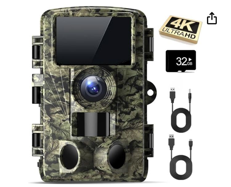 Trail Camera 4K 48MP Game Camera with Night Vision, Trigger