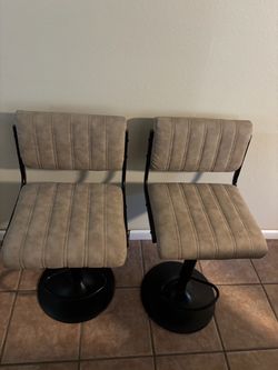 Faux Leather Adjustable Height Swivel Bar Stools ( great condition) Both for $100