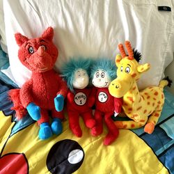 Dr. Seuss Stuffed Animal Lot Bundle Cat In The Hat Fox In Socks Mulberry Street