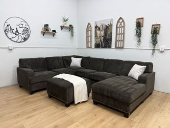 Brown Sectional Couch and Ottoman Free Delivery
