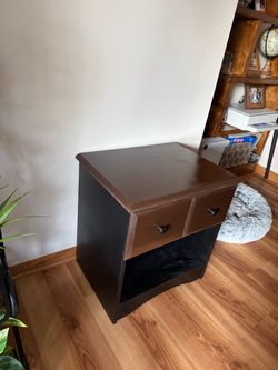 Refinished Two-Tone Wooden Nightstand with Drawer