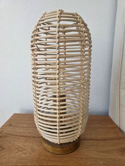 Boho natural wood nightstand lamps