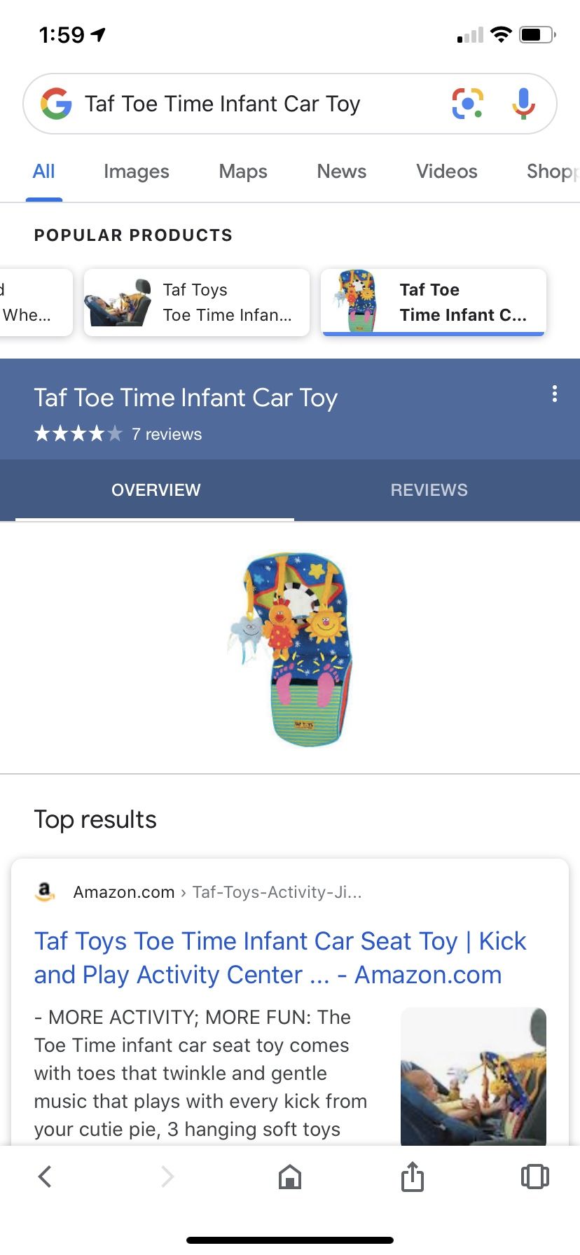 Tad toe time infant car seat toy