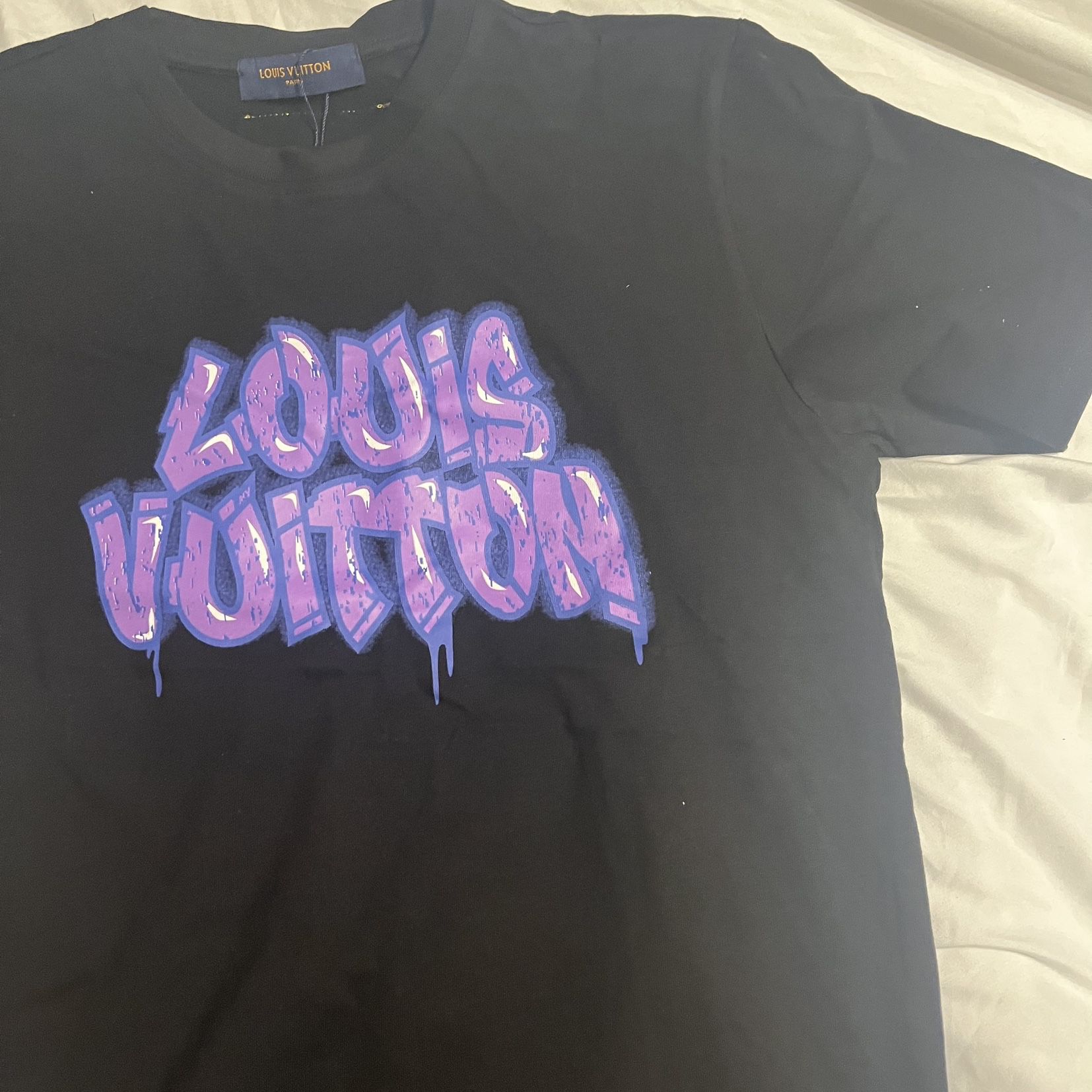 LV Louis Vuitton T shirt v neck M black checker for Sale in San Jose, CA -  OfferUp