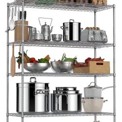 New Heavy Duty Wire Shelving Unit with Wheels 4 Adjustable Storage Shelves 