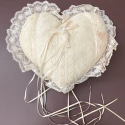 Vintage Heart Wedding Ring Bearers Pillow
