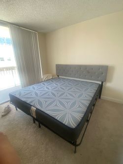 KING mattress & 65inch TV with wall mount and bed frame
