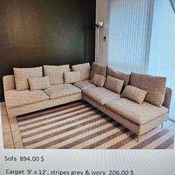 Beige Sectional Sofe 5 Seat