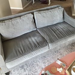 West Elm Velvet Grey Paidge Sofa 