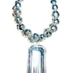 Large Clear Acrylic Beaded Necklace 