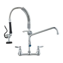 NEW VEVOR Commercial Wall-Mounted Brass Kitchen Faucet w/ Pull-Down Sprayer