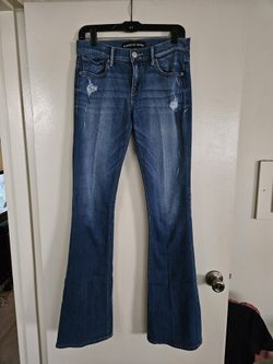 Vintage Express Distressed Mia Mid-Rise Slim Flare Jean - Medium Wash - Size 4L