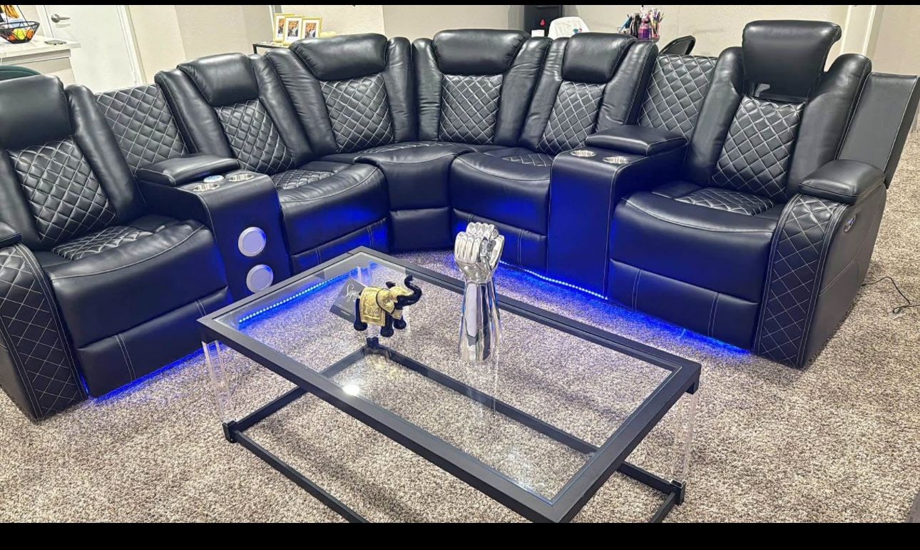 Reclining Leather Sectional 