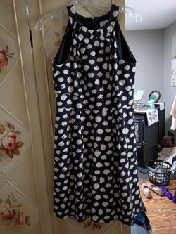 Loft navy blue and white dress