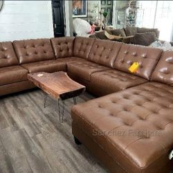 Real Leather RAF Sectional Couch Same Day Delivery