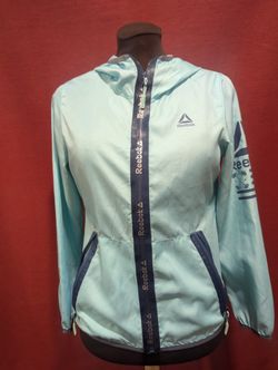 Reebok Men's Full Zip Windbreaker Jacket Hoodie Size L Clearwater Blue