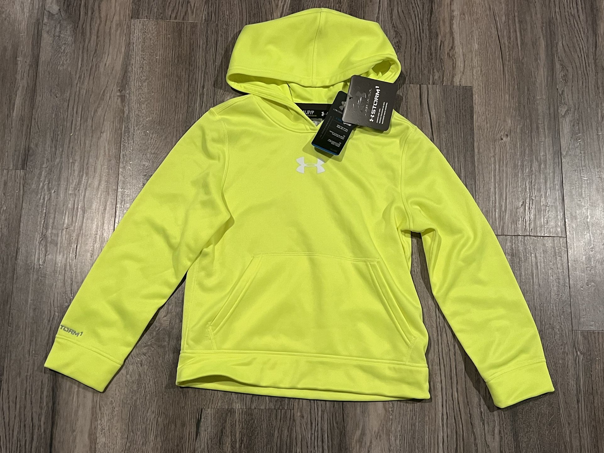 NEW WITH TAG - Boys Under Armour Storm Bright Neon Yellow Hoodie. Size Small.
